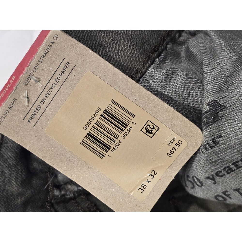 Levi's 505 Regular Fit Jeans Men's 38x32 Olive Green  Stretch Denim NWT $69.50 - Picture 9 of 10